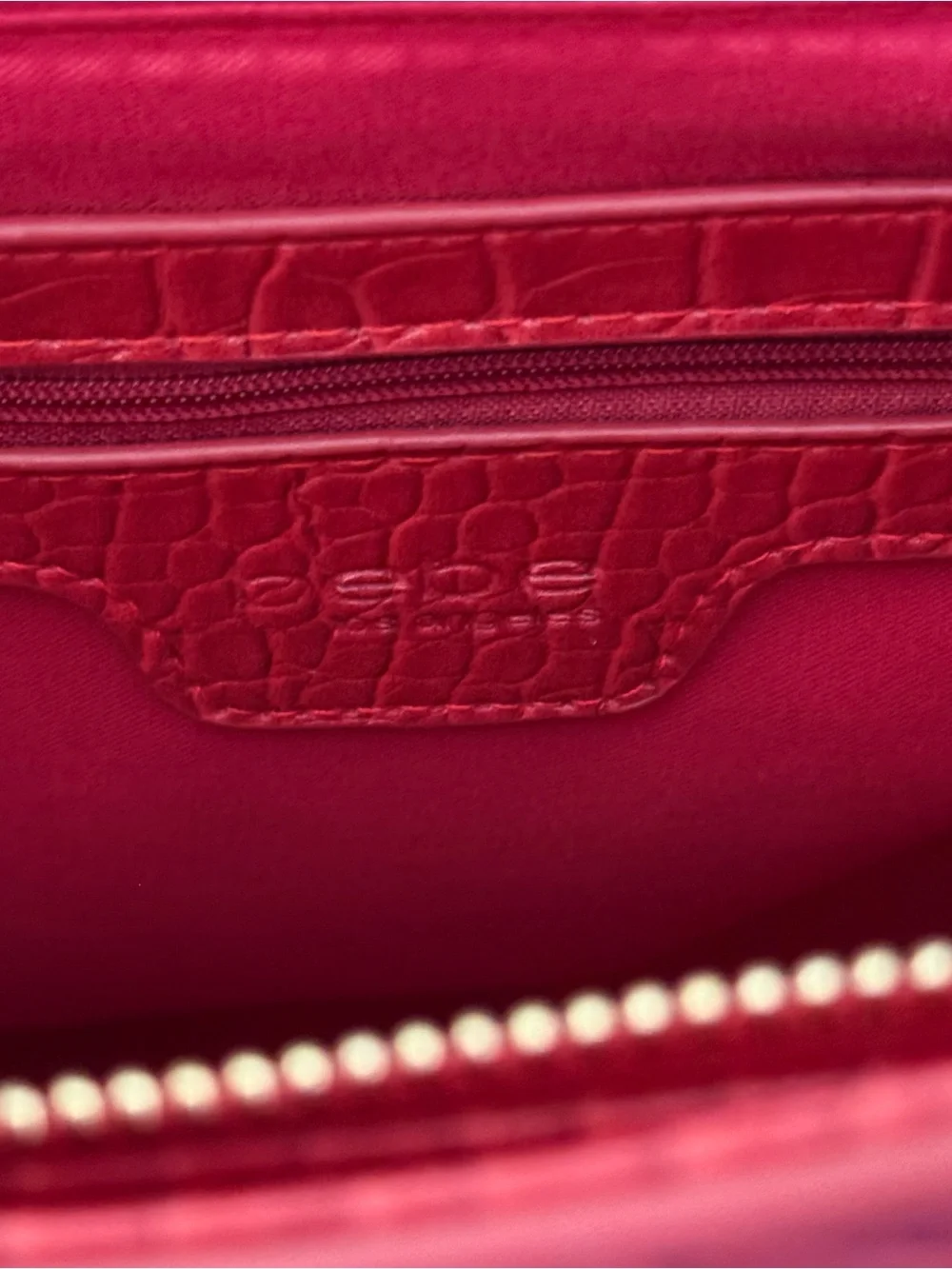 NWT BEBE Red Croc Embossed Handbag Braided Top Handles/Tassels/Crossbody Strap